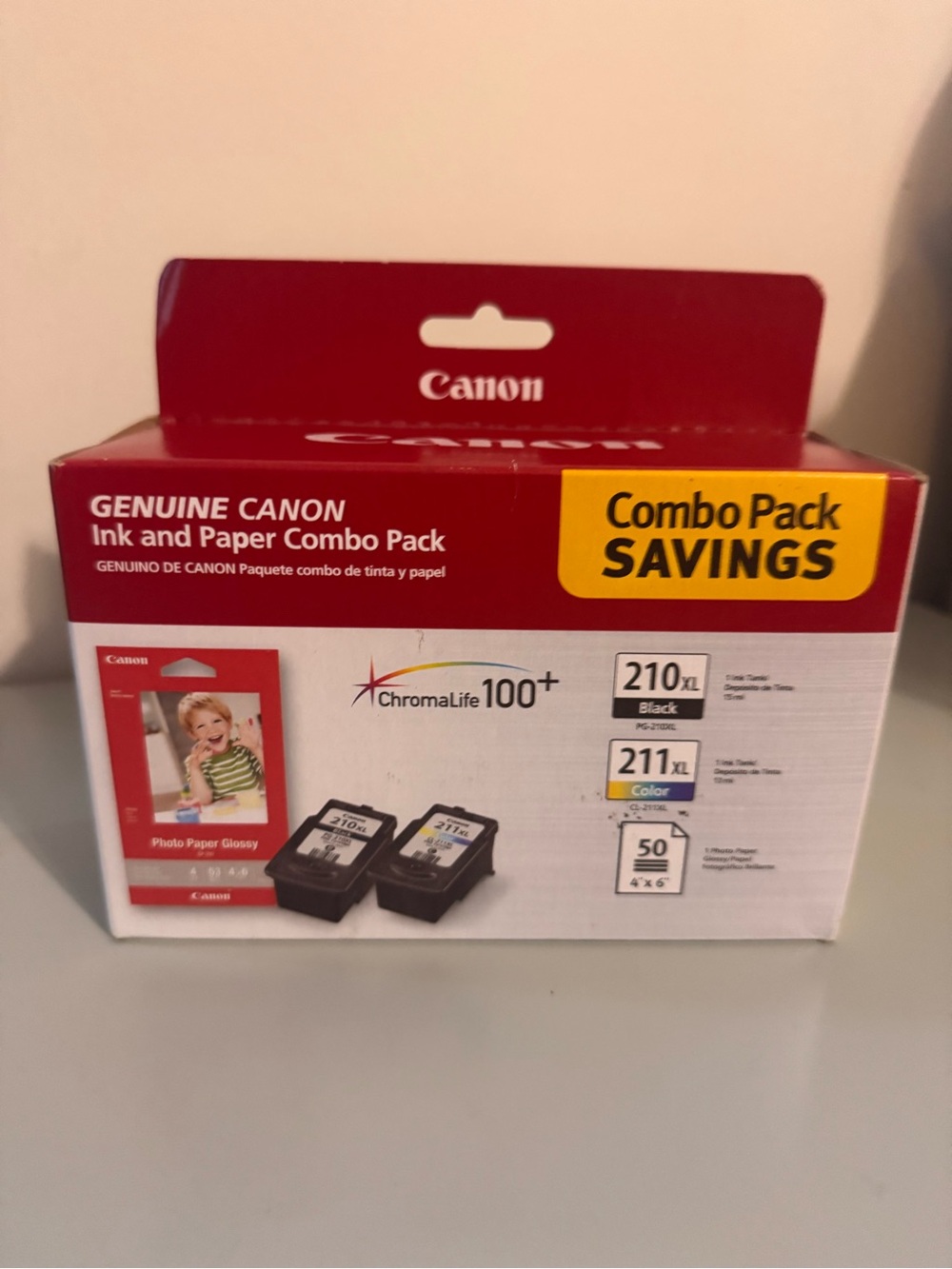 Canon Ink and Photo Paper Combo Pack - Red, White, Yellow